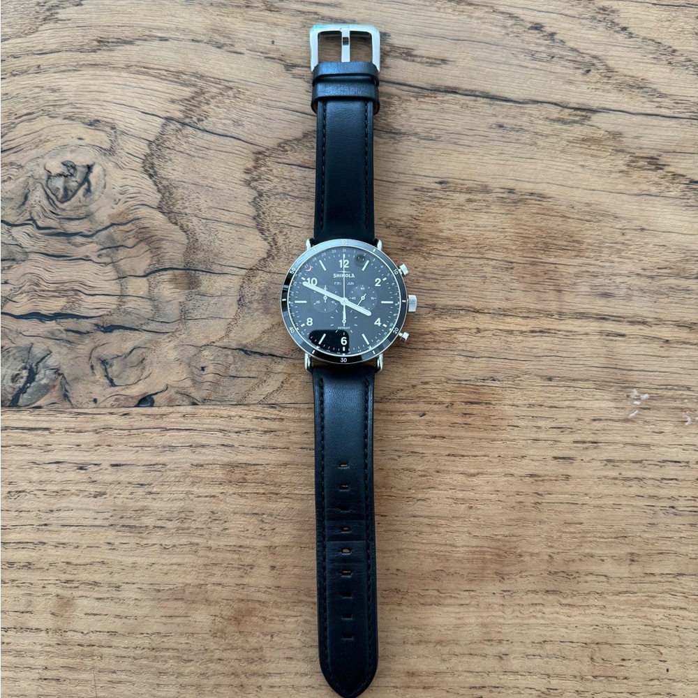 Shinola Canfield Sport Chronograph Watch - Black Case Size 45mm